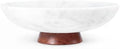 Decorative Marble Bowl White - Removable Acacia Wood Pedestal - 10" by WISATO