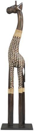 Deco 79 Wood Giraffe Decorative Sculpture Home Decor Statue, Accent Figurine 8" x 4" x 31", Dark Brown - Image 2