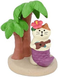 Mevodeata Mermaid Cat Figurine with Palm Tree, Mini Beach Statue by Unknown