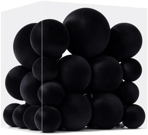 Velvet Christmas Ball Ornaments - 30pcs Flocked Christmas Ornaments Set Shatterproof Classic Hanging Xmas Tree Decorations with Rope for Wreath Holiday Home Decor (Black) by Unknown