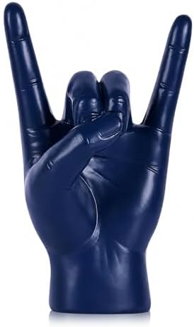 QIANLING 7.7" Blue Resin Rock On Hand Gesture Statue - Rock Culture Music Lovers' Decorative Tabletop Sculpture for Bookshelf, Desk & Mantel Decor in Home or Office, Modern Symbolic Figurine by QIANLING