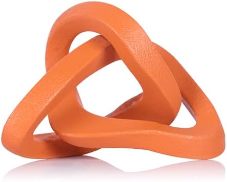 LCCCK Infinity Knot Sculpture Orange Knot Decor Object, Abstract Knick Knacks Coffee Table Modern Statue, Orange Sculpture for Home Living Room Table Ornaments and TV Stand Bookshelf Decorative by LCCCK