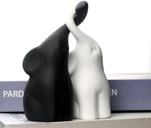 OwMell Set of 2 Loving Elephant Statue Figurine, 6" Elephant Ring Holder - Image 4