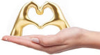 Small Heart Hands Sculpture Decor for Living Room Bedroom Bookshelf Coffe Table and Office Display, Love Finger Statue Modern Aesthetic Home Decor, Unique Gift for Wedding Christmas Birthday (Gold) by Lynagert