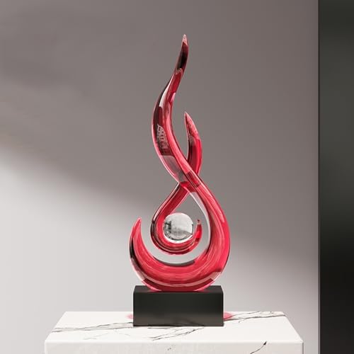 Modern Abstract Art Table Decoration,Resin Flame Statue Modern Centerpiece Ornaments for Living Room Great Gift Idea Home Decor,Collectibles (Red) - Image 2