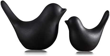 FANTESTICRYAN Small Birds Statues Home Decor, Modern Style, Black, S&L 2pcs by FANTESTICRYAN