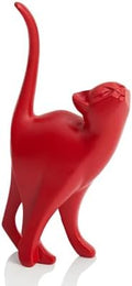 7 Inch Red Proud Cat Statue by AMOIENSIS
