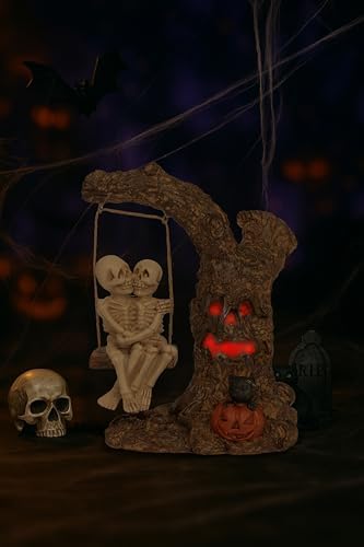 Dlfghos Halloween Skeleton Couple Figurine – Gothic Skeleton Swing Statue for Haunted House & Indoor Decor – Creepy Cute Spooky Tabletop Halloween Decoration for Horror Fans - Image 5