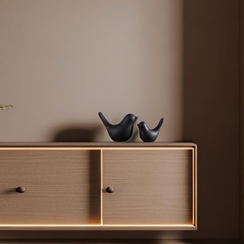 Small Animal Statues, Black Bird Figurines Home Decor, Modern Home Decorative, Ceramic Decor for Office Desktop, Bookshelf, Bedroom, Living Room, Cabinets, Coffee Table(Black 2 Pcs) - Image 3