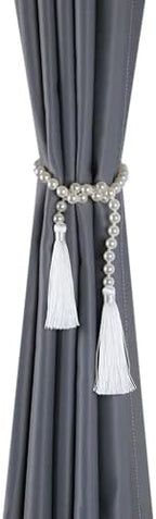 34 Inch Pearl Glass Bead Garland with Tassels-White, 2 Pack - Image 5