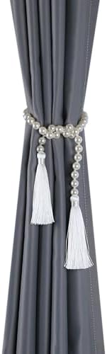 34 Inch Pearl Glass Bead Garland with Tassels-White, 2 Pack - Image 5