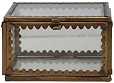Creative Co-Op Brass and Glass Display Box with Scalloped Edges and Antique Finish, Brass Color by Unknown