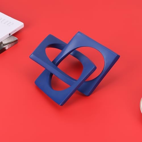 Modern Geometric Sculpture Navy Blue Knot Statue Decor, Home Blue Bookcase Centerpiece jax Decorative, Geometric Tabletop Sculpture and Figurines, For Navy Home Decor Accent, Cube Decorative Ornaments - Image 4