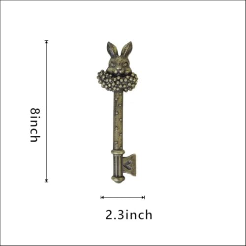 Esvinte Vintage Wall Sculpture Bronze Gold Key Wall Decor Antique Decoration Pediment Hallway Art Statue for Living Room Office Bedroom Gallery,Handmade Gift,A Whimsical Art Piece with Intricate Textures (Brassy Rabbit Head) - Image 3