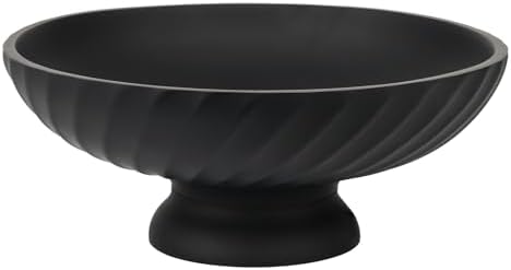 Deobath Large Resin Pedestal Decorative Bowl - Modern Fruit Bowl for Kitchen Counter - Handicraft Bowls for Home Decor - Key Bowl for Entry Table,Matte Black by Deobath