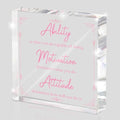 Pink Motivational Acrylic Desktop Sign, 4x4 Inch, Motivational Desktop Decor for Office and Home, Decor with Positive Messages, Unique Gift for Women, Girls or Coworkers by MUZRUYOU
