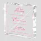 Pink Motivational Acrylic Desktop Sign, 4x4 Inch, Motivational Desktop Decor for Office and Home, Decor with Positive Messages, Unique Gift for Women, Girls or Coworkers by MUZRUYOU