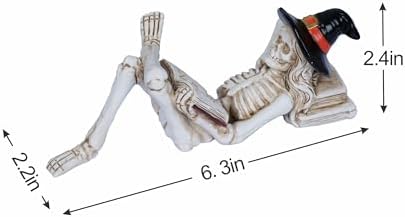 Dlfghos Halloween Skeleton Statue Halloween Skull Figurine Home Decor Reading Skeleton Figurines Decorations for Indoor Fireplace Home Kitchen Desk Office Party - Image 5