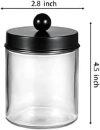 Amolliar Glass Apothecary Jar Qtip Holder Metal Lids 4pc/Black - Image 6