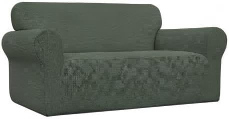 Easy-Going Stretch Loveseat Couch Covers Washable Olive Green | 1-Piece - Image 8
