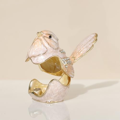 Bird Trinket Box Golden Crystal Enameled Hand-Painted Hinged Animal Jewelry Box, Elegant Home Decor & Unique Gift for Bird Lovers decor for home - Image 3