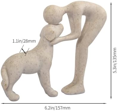 Abstract Person and Dog Head-to-Head Figurine Sandstone - Image 3