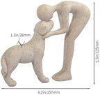 Abstract Person and Dog Head-to-Head Figurine Sandstone - Image 3