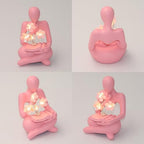 Bookshelf Decor Thinker Statue, Battery Powered Night Light, Modern Abstract Reading Figurines Home Decoration, Aesthetic Living Room Shelf Table Decor, Book Lover Gifts (Pink) - Image 3