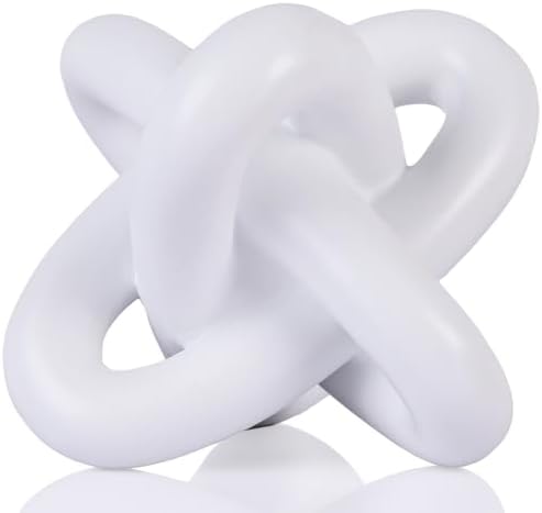 White knot sculpture, three-knot sculpture white home decor accent, suitable for rustic-style coffee table stands, living room TV cabinets, dining tables, entryway shelves, and small decorations. by DOVDOVHomeDecoration