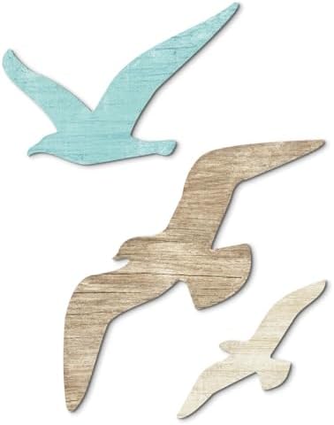 Putuo Decor 3pcs Wood Seagull Wall Decor Wooden Beach Wall Decor Coastal Theme Wall Art Seagull Wall Sculpture Sea Birds Lake House Ocean Decor Vintage Ornaments For Home Bathroom by PUTUODECOR