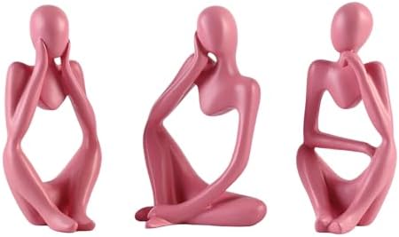 BrownLove 3pcs Pink Human Body Abstract Art Decoration, Modern Art Resin Statue Room Office Shelf Bookcase Decoration by Unknown