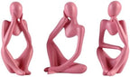 BrownLove 3pcs Pink Human Body Abstract Art Decoration, Modern Art Resin Statue Room Office Shelf Bookcase Decoration by Unknown