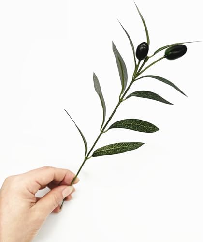 Fake Plants Artificial Olive Branches 10” Fake Greenery Small Olive Leaves Stems, Faux Tree Branch Greenery Stem Silk Plant for Home Decor Office Wedding Bouquets Party DIY Decoration 20 Pcs (No Vase) - Image 4