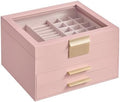 SONGMICS Jewelry Box Organizer, 3-Layer Storage with 2 Drawers, Glass Lid by SONGMICSbySONGMICSHOME