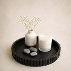 11-Inch Concrete Round Tray Home Decor for Coffee Table Decor - Round Coffee Table Tray - Circular Kitchen Island Trays - Decorative Trays- Black by VivereHome