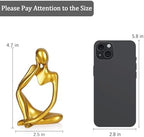Sandstone Resin Thinker Statue Style Abstract Sculpture, Gold, Left - Image 2