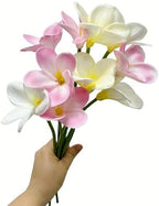 10 pcs White&Pink Plumeria Flowers Artificial with Stems,Real Touch - Image 5