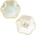 2PCS Lotus Leaf Shape Ring Holder Dish, Small Key Bowl, Ceramic Trinket Tray Jewelry Dish Organizing Necklace Earrings for Mom Friend Sister, All Jewelries Are NOT Included.White+Light Green. by JAMEND+CLXP