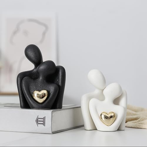 Ceramic Couple Statue - Modern Shelf Decor Knick Knacks for Shelves, Valentine's Day Wedding Gifts, Home Decor for Living Room, Bedroom, Bookshelf & TV Stand - Small Figurines(Black) - Image 6