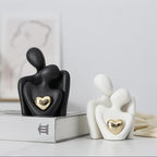 Ceramic Couple Statue - Modern Shelf Decor Knick Knacks for Shelves, Valentine's Day Wedding Gifts, Home Decor for Living Room, Bedroom, Bookshelf & TV Stand - Small Figurines(Black) - Image 6