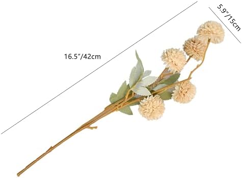 Mandy's 6 Stems Silk Beige Kiku Ball Flowers - Image 2