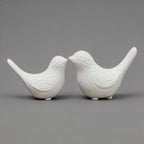 Small Ceramic Birds Statues for Home Decor, Boho Style, Glazed White, 2PCS by FANTESTICRYAN