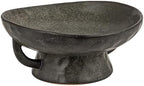 Creative Co-Op Stoneware Footed Pedestal Bowl with Handles, Reactive Glaze, Black by Unknown