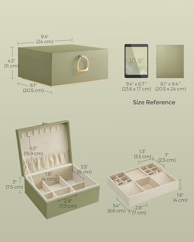 SONGMICS 2-Layer Jewelry Box with Handle, Removable Tray, Floating Effect - Image 5
