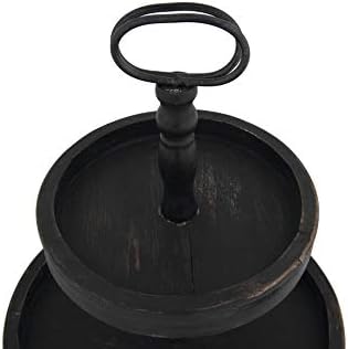 Creative Co-Op Distressed Blackwashed Wood 2-Tier Tray with Metal Handle - Image 5