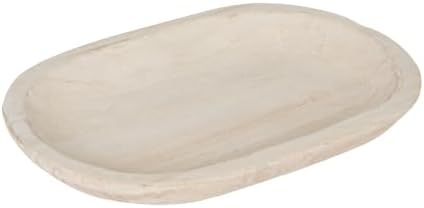 Bloomingville Hand-Carved Paulownia Wood Bowl with Whitewashed Finish - Image 3