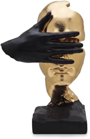 See No Evil Gold Resin Bust Sculpture, Desk Shelf Decor Statue by ZHAOXIANG