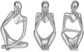Sandstone Resin Thinker Statue Style Abstract Sculpture, Silver, 3pcs by Ozzptuu