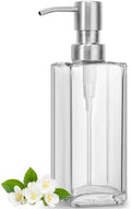 GMISUN Glass Soap Dispenser with Stainless Steel Pump, Clear Hand Soap Dispenser for Bathroom, 12 fl oz/350ml Dish Dispensers for Kitchen, Modern Refillable Liquid Soap Lotion Bottle for Countertop by GMISUN