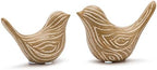 Small Ceramic Birds Statues for Home Decor, Boho Style, Wood-Look, 2PCS by FANTESTICRYAN